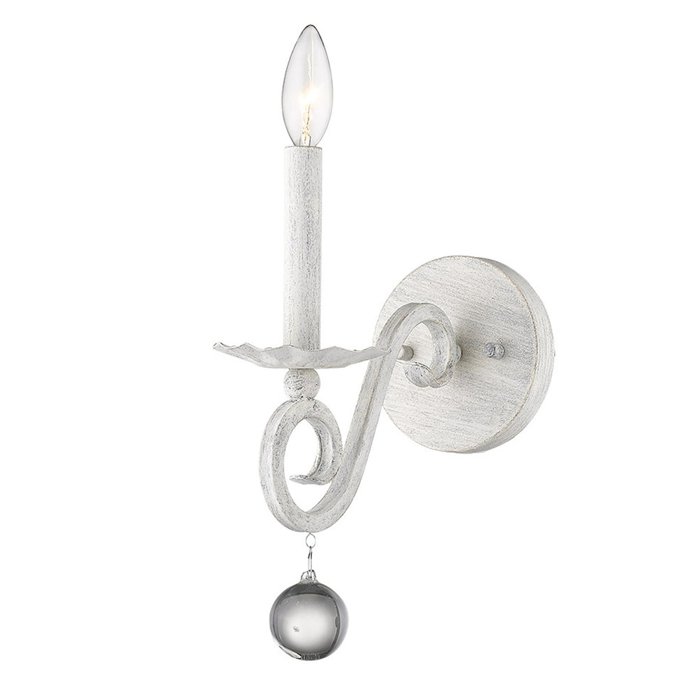 Modern Farmhouse Rustic White and Crystal Wall Sconce By Homeroots | Sconces | Modishstore - 2