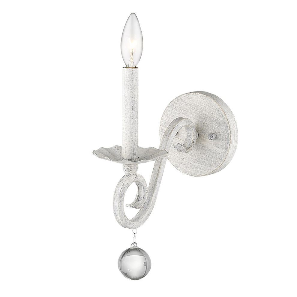 Modern Farmhouse Rustic White and Crystal Wall Sconce By Homeroots | Sconces | Modishstore - 4