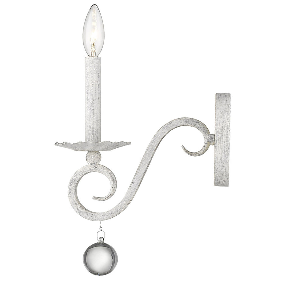 Modern Farmhouse Rustic White and Crystal Wall Sconce By Homeroots | Sconces | Modishstore - 5