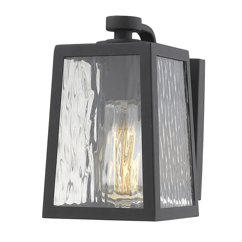 Matte Black glass panels Outdoor Wall Light By Homeroots | Wall Lamps | Modishstore - 2