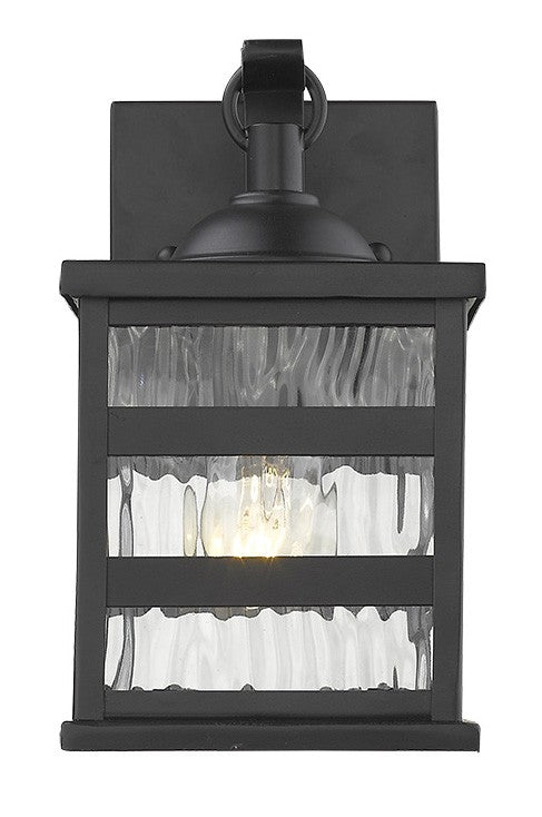 Glass panel Matte Black Outdoor Cage Light By Homeroots | Wall Lamps | Modishstore