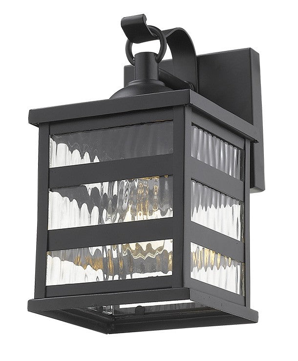 Glass panel Matte Black Outdoor Cage Light By Homeroots | Wall Lamps | Modishstore - 3