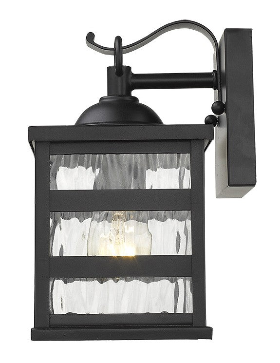 Glass panel Matte Black Outdoor Cage Light By Homeroots | Wall Lamps | Modishstore - 4
