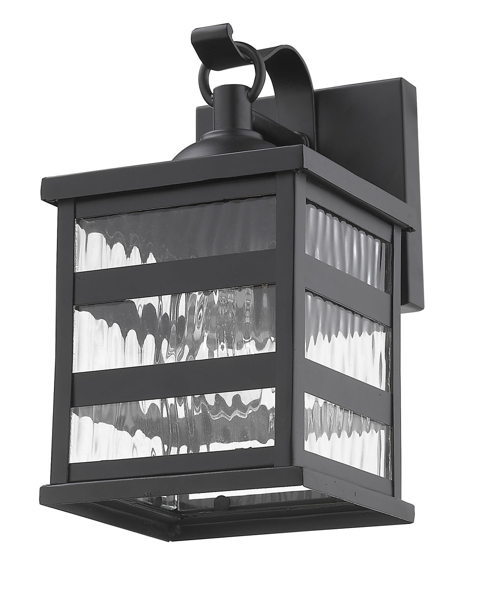 Glass panel Matte Black Outdoor Cage Light By Homeroots | Wall Lamps | Modishstore - 5