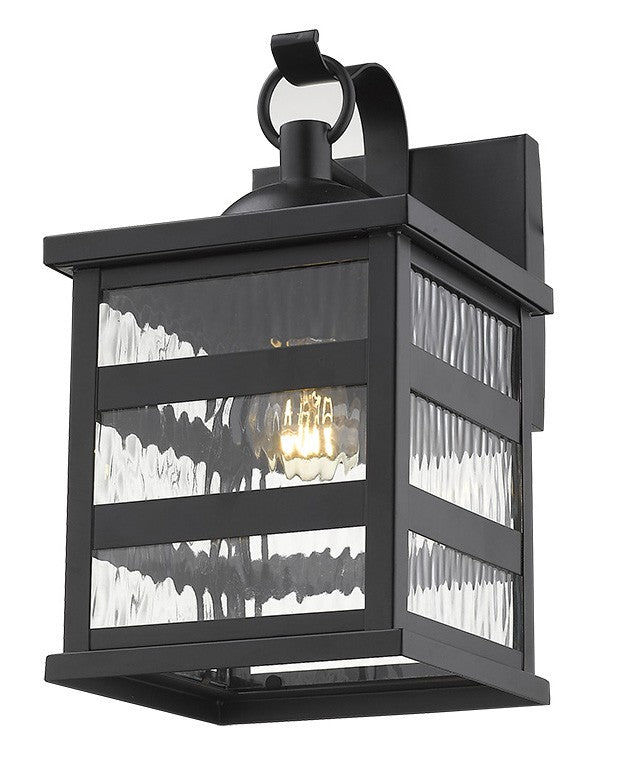 Glass panel Matte Black Outdoor Hanging Light By Homeroots | Outdoor Lights | Modishstore - 2