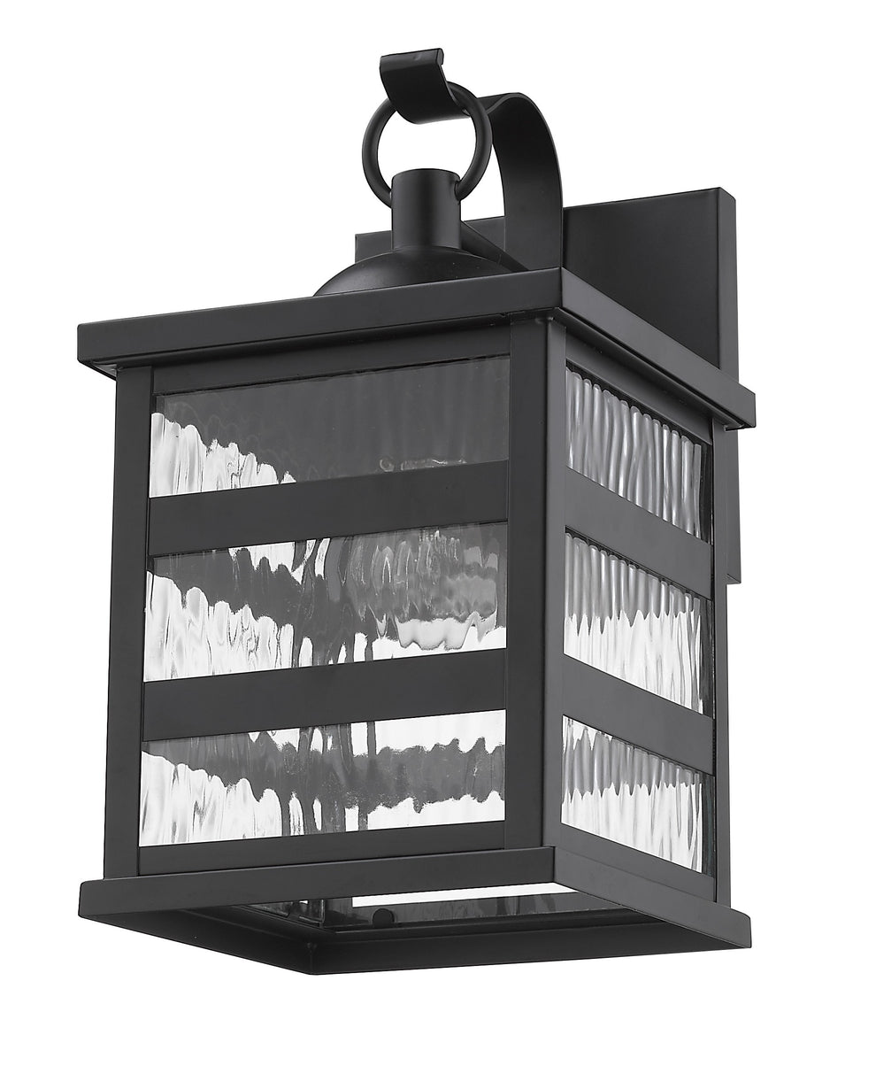 Glass panel Matte Black Outdoor Hanging Light By Homeroots | Outdoor Lights | Modishstore - 5