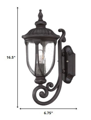 Black Cast Aluminum Glass Lantern Wall Light By Homeroots | Wall Lamps | Modishstore - 2