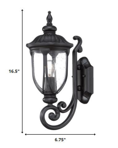 Matte Black Cast Aluminum Glass Lantern Wall Light By Homeroots | Wall Lamps | Modishstore - 2