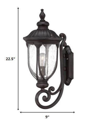 XL Black Cast Aluminum Glass Lantern Wall Light By Homeroots | Wall Lamps | Modishstore - 2