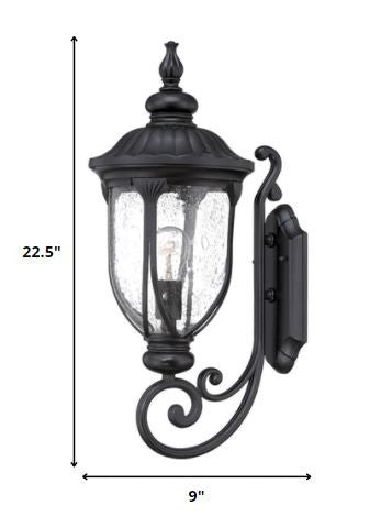 XL Matte Black Cast Aluminum Glass Lantern Wall Light By Homeroots | Wall Lamps | Modishstore - 2
