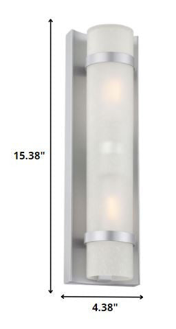 Two Light Brushed Silver and White Glass Wall Sconce By Homeroots | Sconces | Modishstore - 2