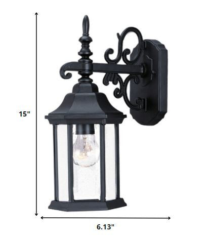 Petite Matte Black Domed Hanging Glass Lantern Wall Light By Homeroots | Wall Lamps | Modishstore - 2
