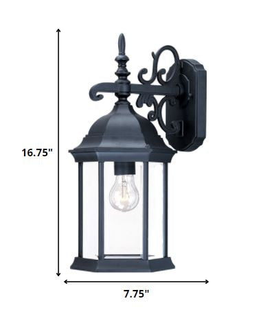 Narrow Matte Black Domed Hanging Glass Lantern Wall Light By Homeroots | Wall Lamps | Modishstore - 2