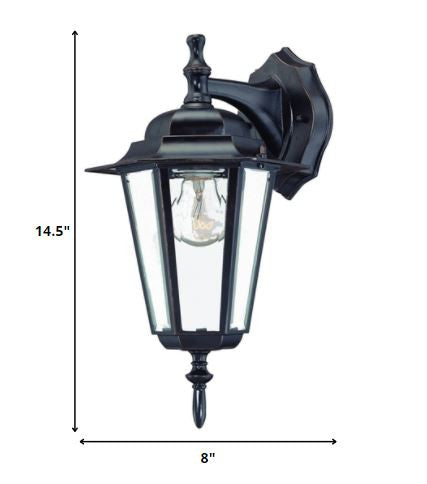 Antique Bronze Glass Hanging Lantern Wall Light By Homeroots | Wall Lamps | Modishstore - 2