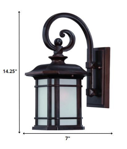 Antique Bronze Frosted Linen Glass Lantern Wall Light By Homeroots | Wall Lamps | Modishstore - 2