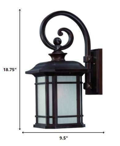 XL Antique Bronze Frosted Linen Glass Lantern Wall Light By Homeroots | Wall Lamps | Modishstore - 2