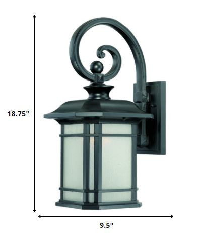 XL Matte Black Frosted Linen Glass Lantern Wall Light By Homeroots | Wall Lamps | Modishstore - 2