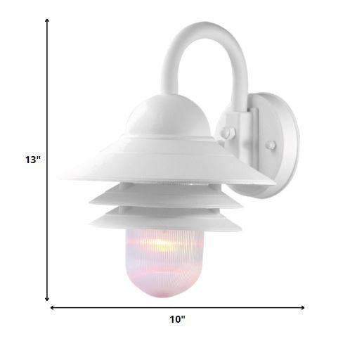 White Three Tier Lamp Shade Outdoor Wall Light By Homeroots | Wall Lamps | Modishstore - 2
