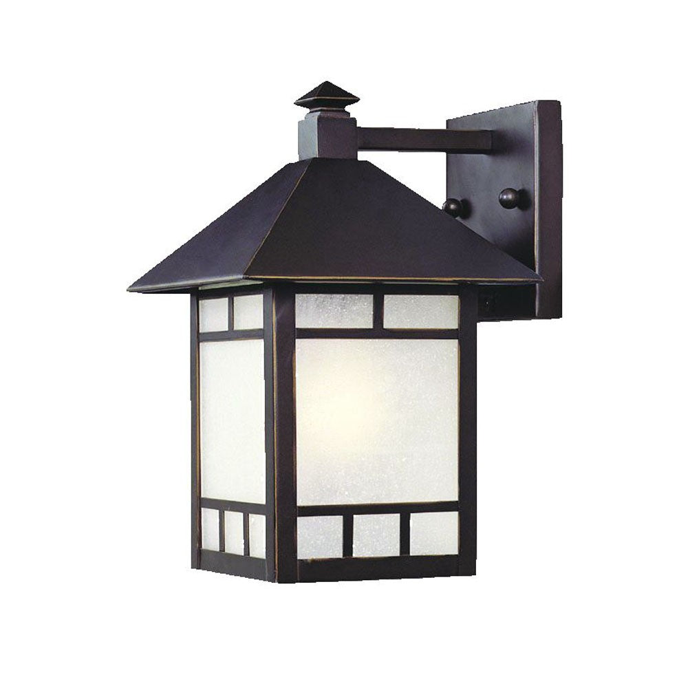 Petite Antique Bronze Frosted Glass Lantern Wall Light By Homeroots | Wall Lamps | Modishstore