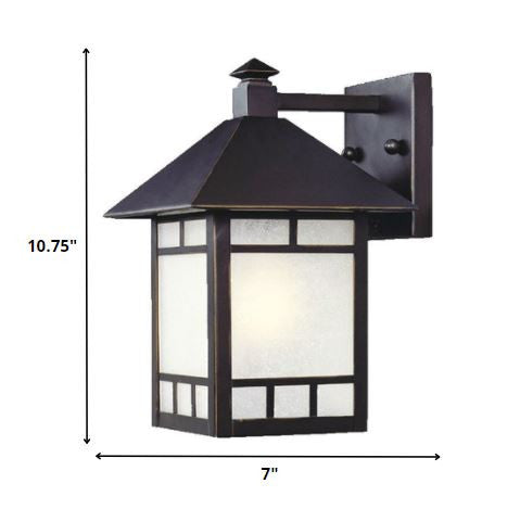 Petite Antique Bronze Frosted Glass Lantern Wall Light By Homeroots | Wall Lamps | Modishstore - 2
