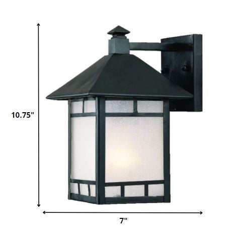 Petite Matte Black Frosted Glass Lantern Wall Light By Homeroots | Wall Lamps | Modishstore - 2