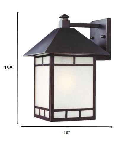 XL Antique Bronze Frosted Glass Lantern Wall Light By Homeroots | Wall Lamps | Modishstore - 2