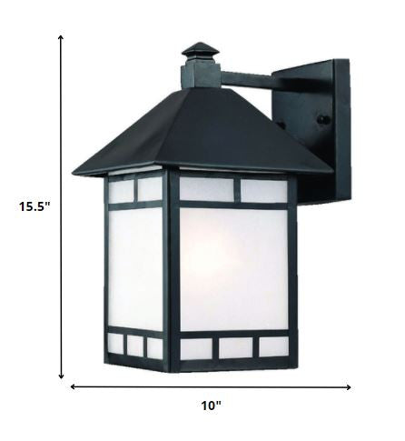 XL Matte Black Frosted Glass Lantern Wall Light By Homeroots | Wall Lamps | Modishstore - 2