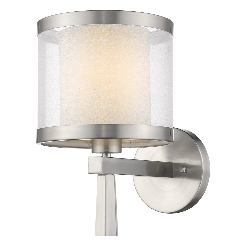 White and Silver Wall Light with Fabric Shade By Homeroots | Wall Lamps | Modishstore - 2