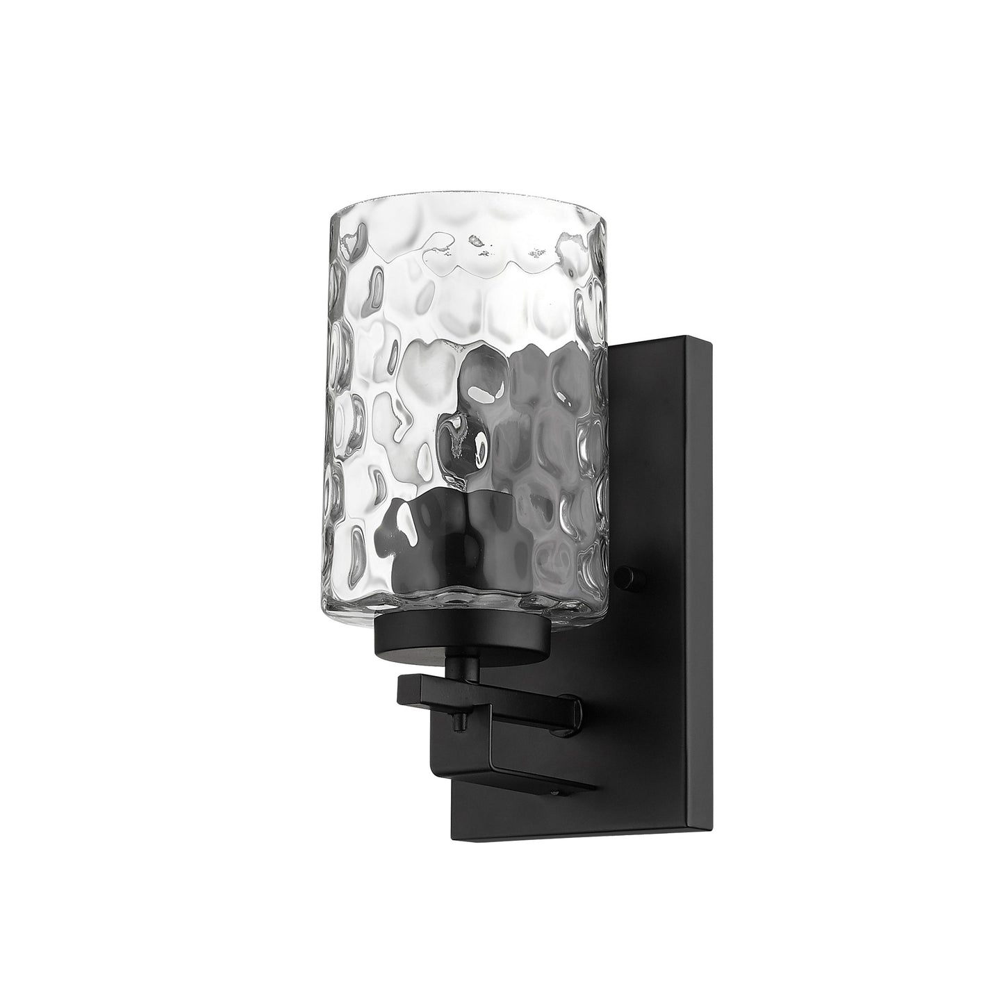 Black Metal and Pebbled Glass Wall Sconce By Homeroots | Sconces | Modishstore