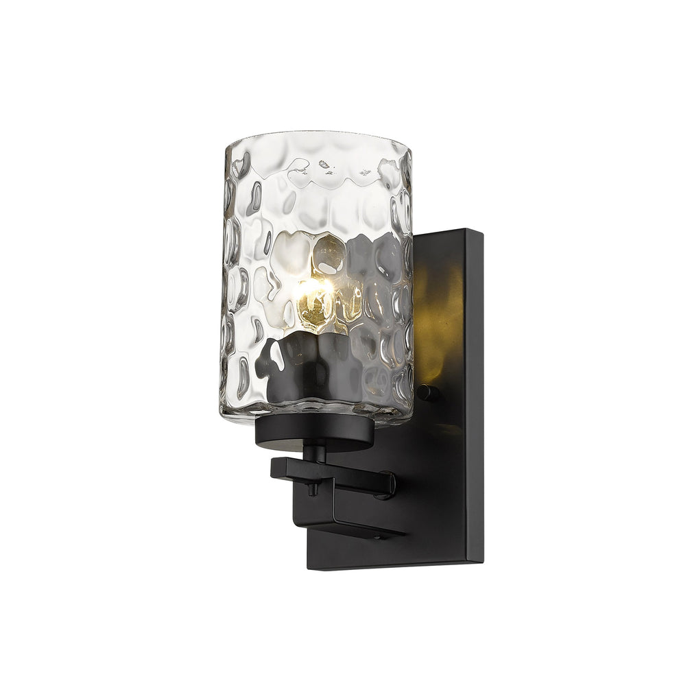 Black Metal and Pebbled Glass Wall Sconce By Homeroots | Sconces | Modishstore - 2