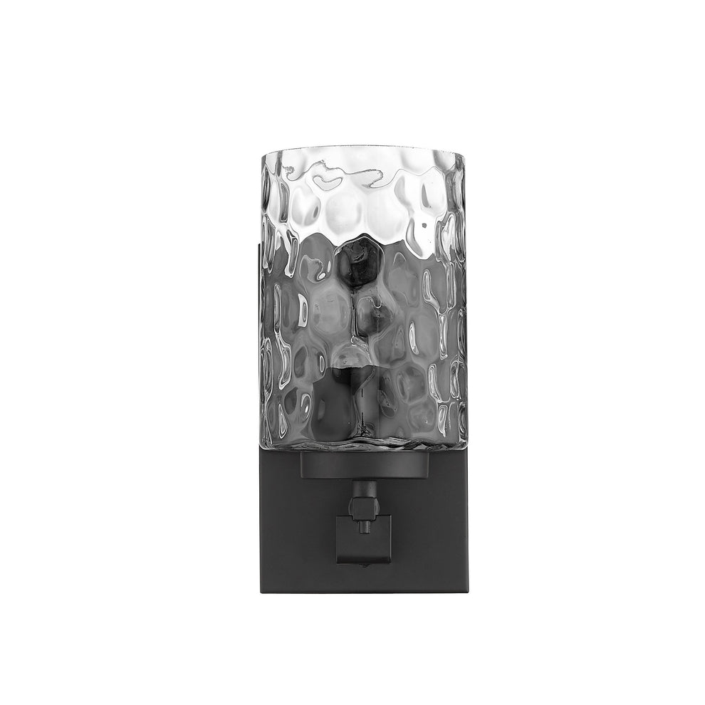 Black Metal and Pebbled Glass Wall Sconce By Homeroots | Sconces | Modishstore - 3