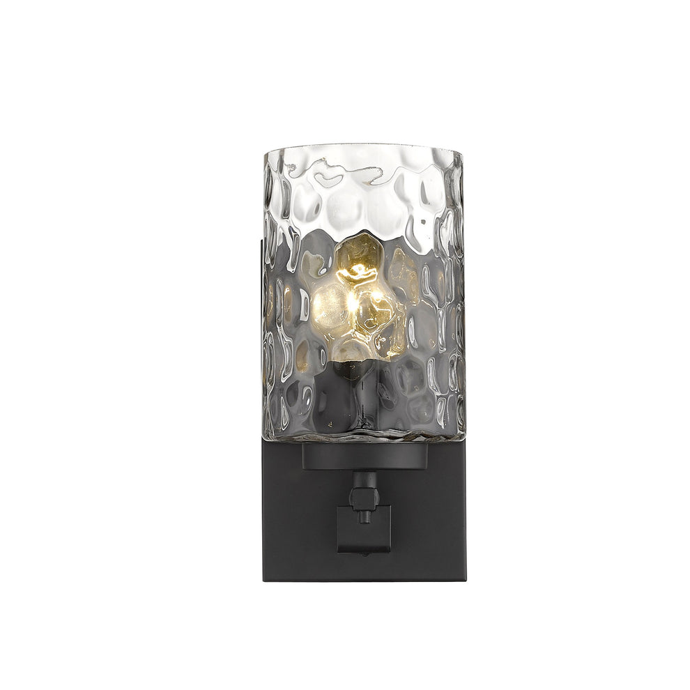 Black Metal and Pebbled Glass Wall Sconce By Homeroots | Sconces | Modishstore - 4