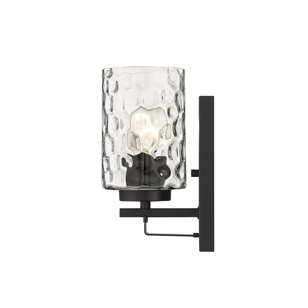 Black Metal and Pebbled Glass Wall Sconce By Homeroots | Sconces | Modishstore - 5