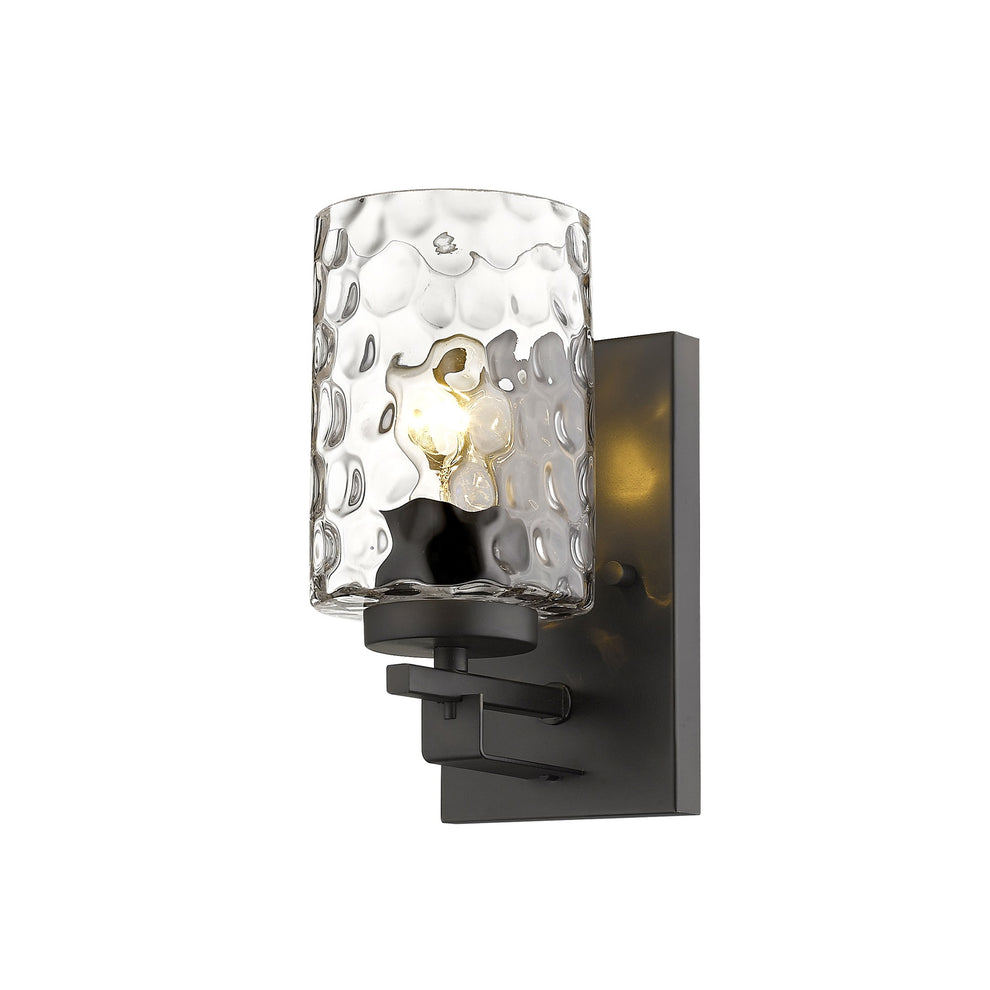 Bronze Metal and Pebbled Glass Wall Sconce By Homeroots | Sconces | Modishstore - 2