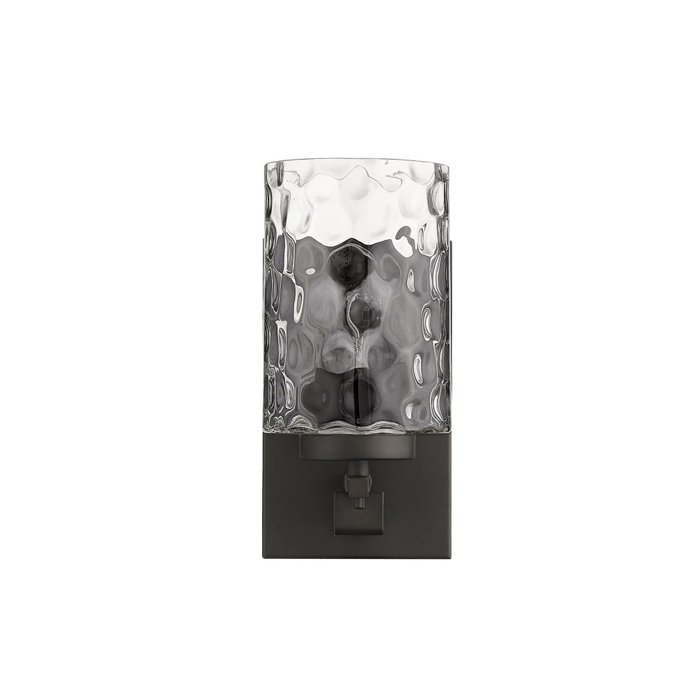 Bronze Metal and Pebbled Glass Wall Sconce By Homeroots | Sconces | Modishstore - 3
