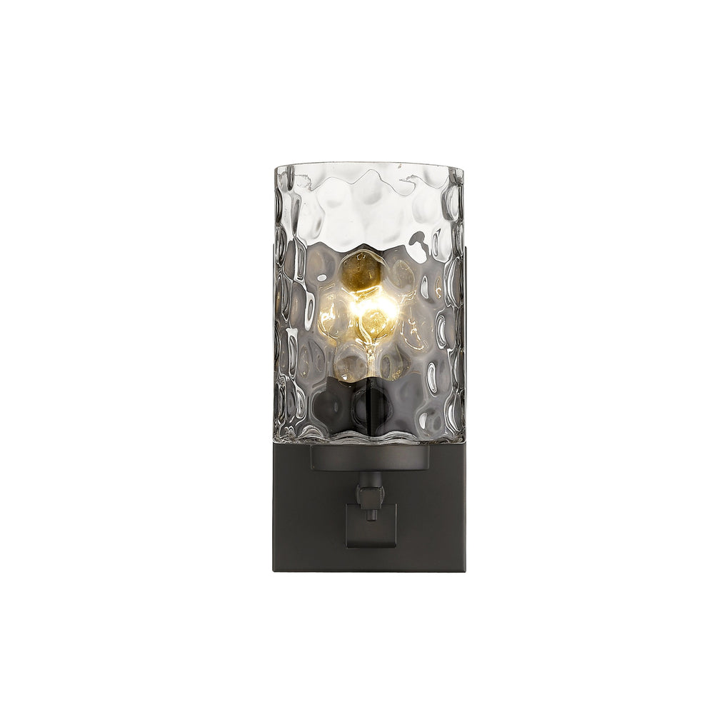 Bronze Metal and Pebbled Glass Wall Sconce By Homeroots | Sconces | Modishstore - 4