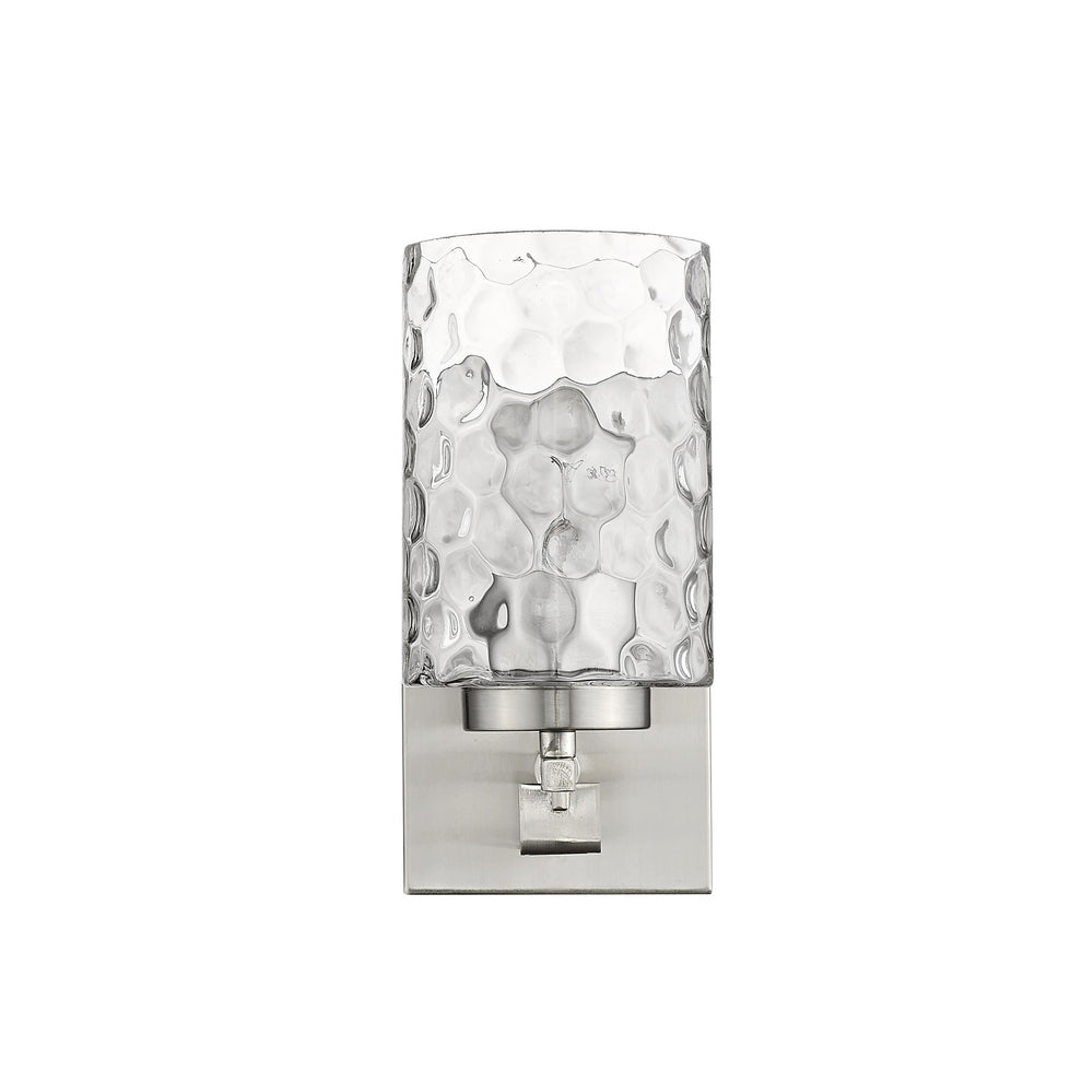 Silver Metal and Pebbled Glass Wall Sconce By Homeroots | Sconces | Modishstore - 3