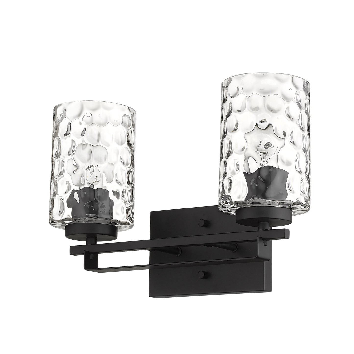 Black Metal and Pebbled Glass Two Light Wall Sconce By Homeroots | Sconces | Modishstore