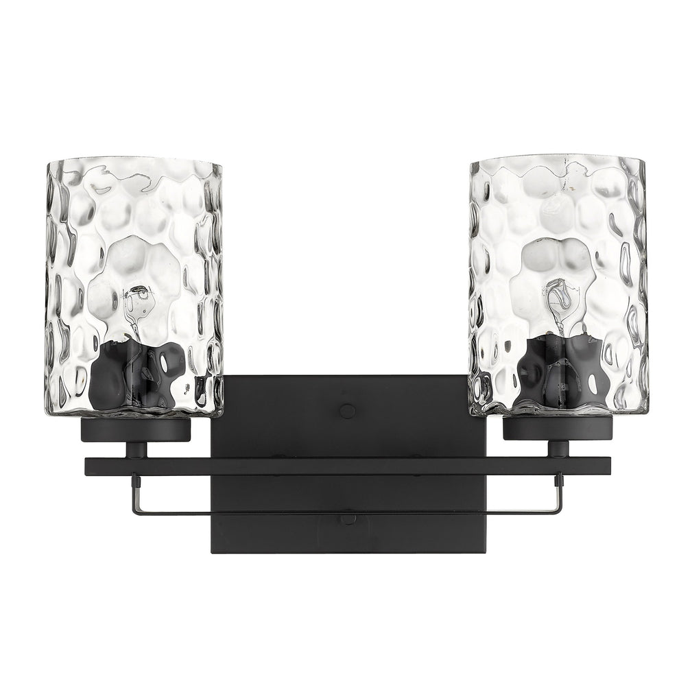 Black Metal and Pebbled Glass Two Light Wall Sconce By Homeroots | Sconces | Modishstore - 3