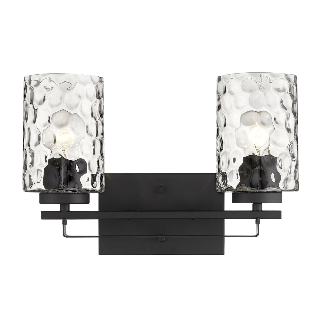 Black Metal and Pebbled Glass Two Light Wall Sconce By Homeroots | Sconces | Modishstore - 4