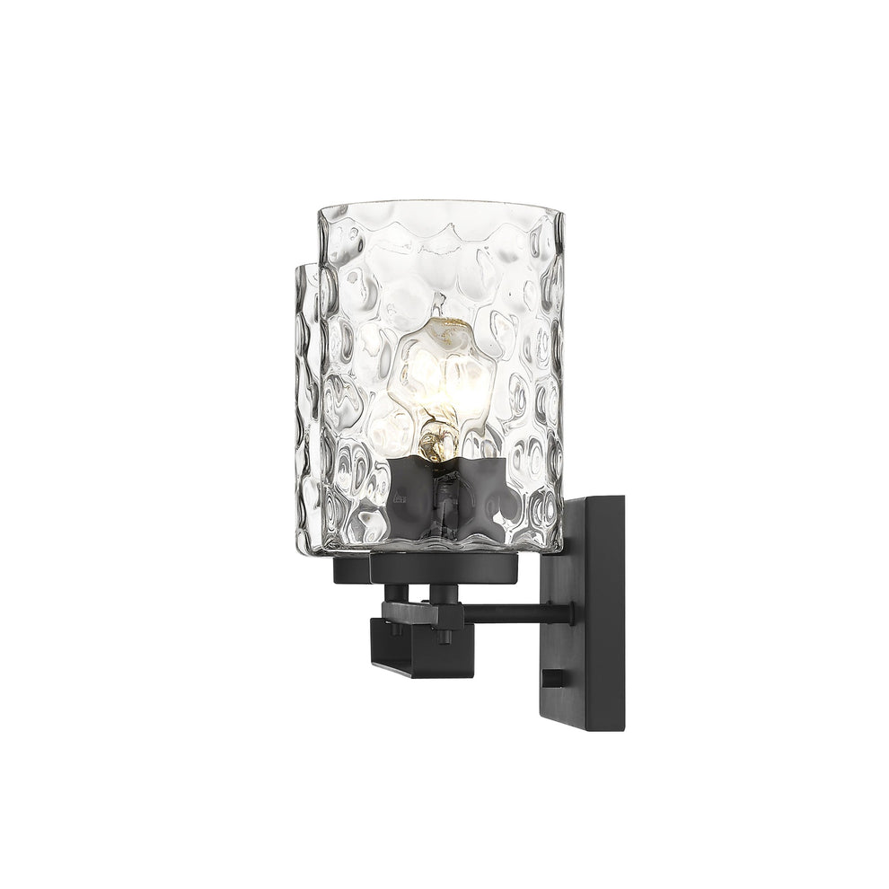 Black Metal and Pebbled Glass Two Light Wall Sconce By Homeroots | Sconces | Modishstore - 5