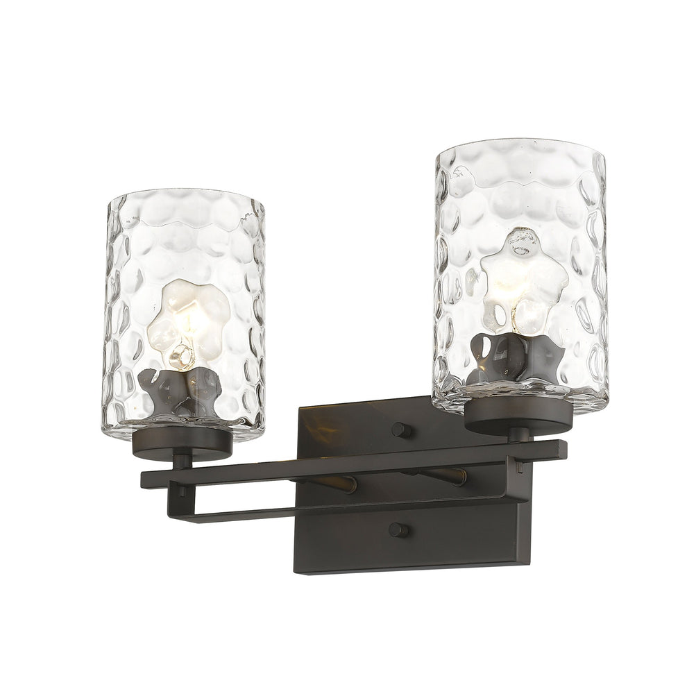 Bronze Metal and Pebbled Glass Two Light Wall Sconce By Homeroots | Sconces | Modishstore - 2