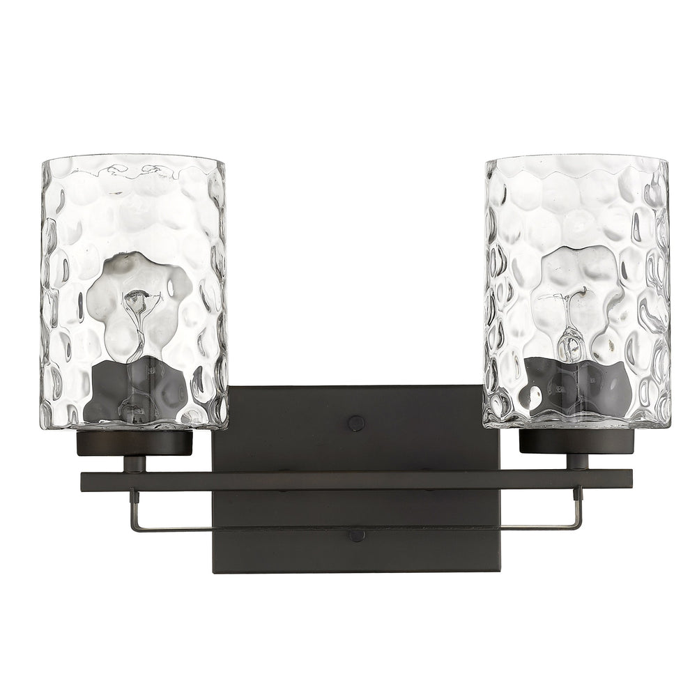 Bronze Metal and Pebbled Glass Two Light Wall Sconce By Homeroots | Sconces | Modishstore - 3