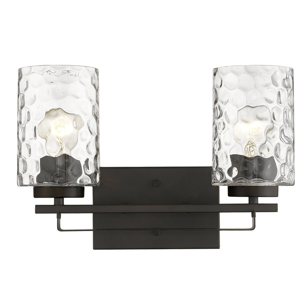 Bronze Metal and Pebbled Glass Two Light Wall Sconce By Homeroots | Sconces | Modishstore - 4