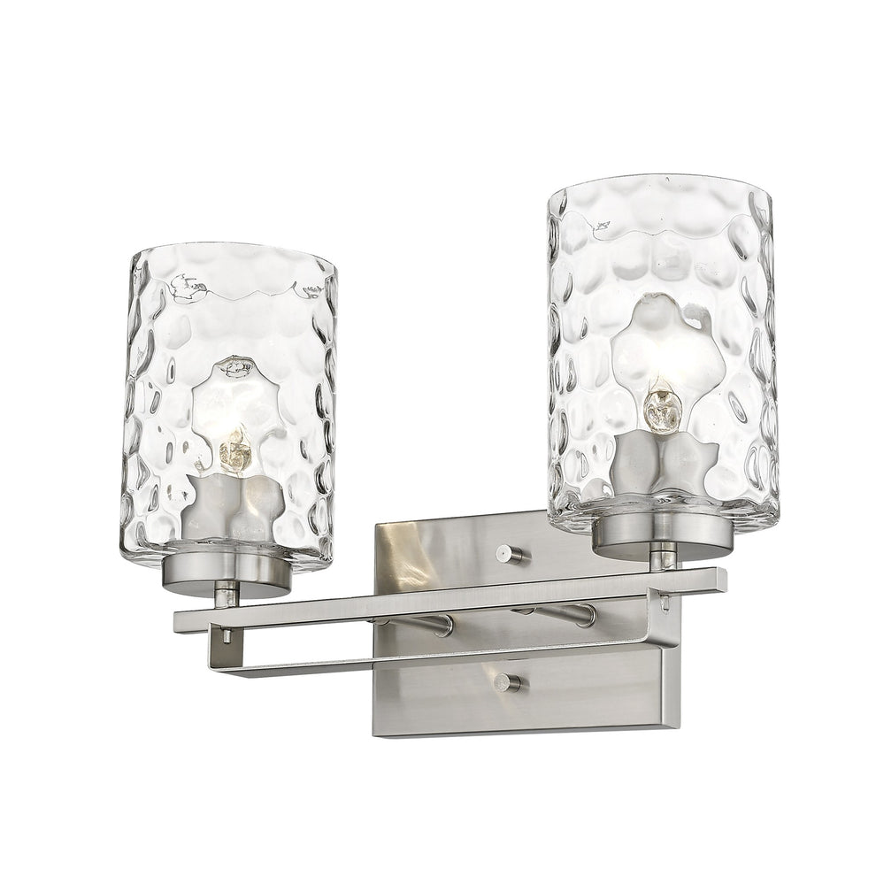 Silver Metal and Pebbled Glass Two Light Wall Sconce By Homeroots | Sconces | Modishstore - 2
