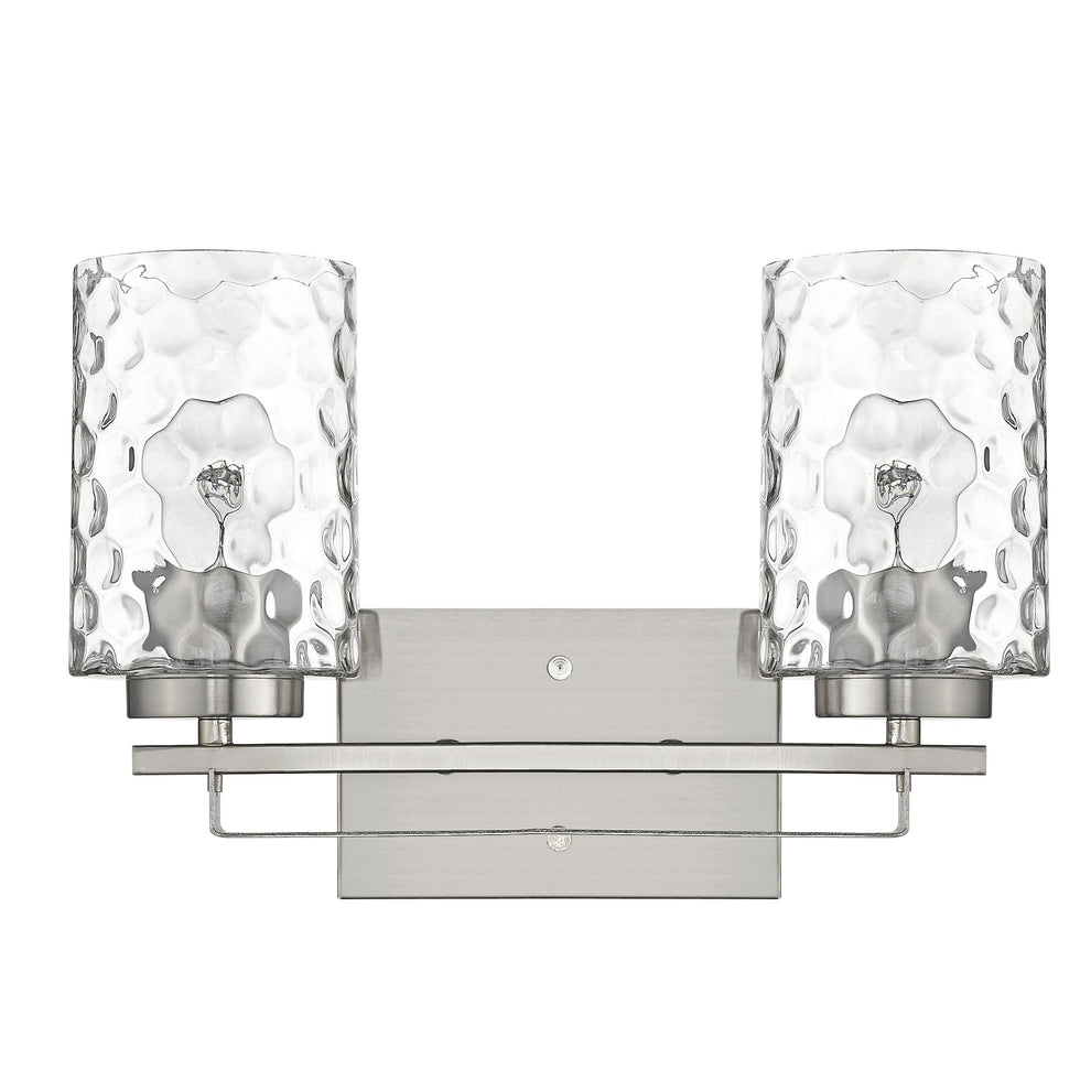 Silver Metal and Pebbled Glass Two Light Wall Sconce By Homeroots | Sconces | Modishstore - 3