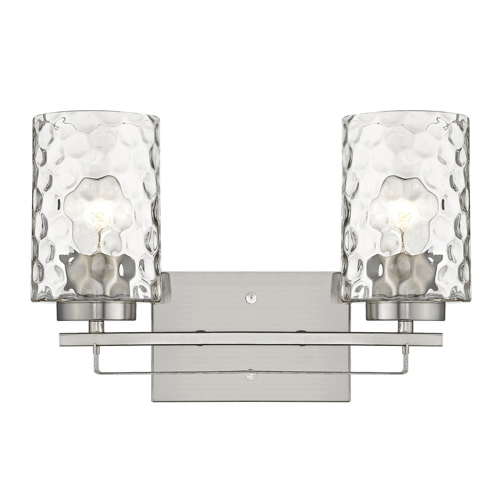Silver Metal and Pebbled Glass Two Light Wall Sconce By Homeroots | Sconces | Modishstore - 4