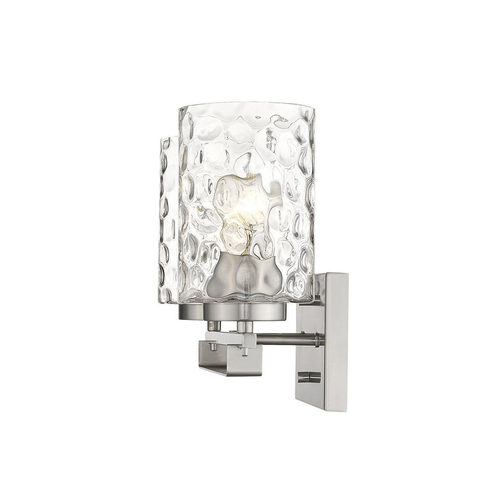 Silver Metal and Pebbled Glass Two Light Wall Sconce By Homeroots | Sconces | Modishstore - 5