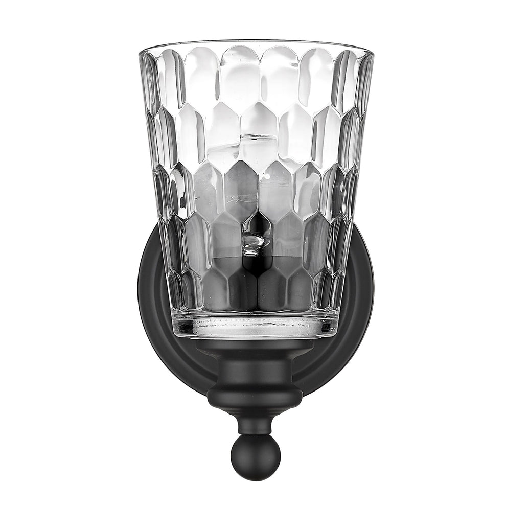 Black Metal and Pebbled Glass Wall Light By Homeroots | Wall Lamps | Modishstore - 3