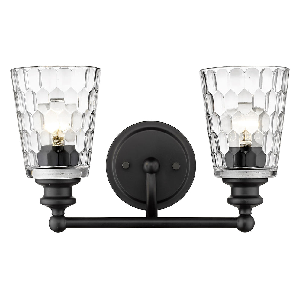 Black Metal and Pebbled Glass Two Light Wall Light By Homeroots | Wall Lamps | Modishstore - 4